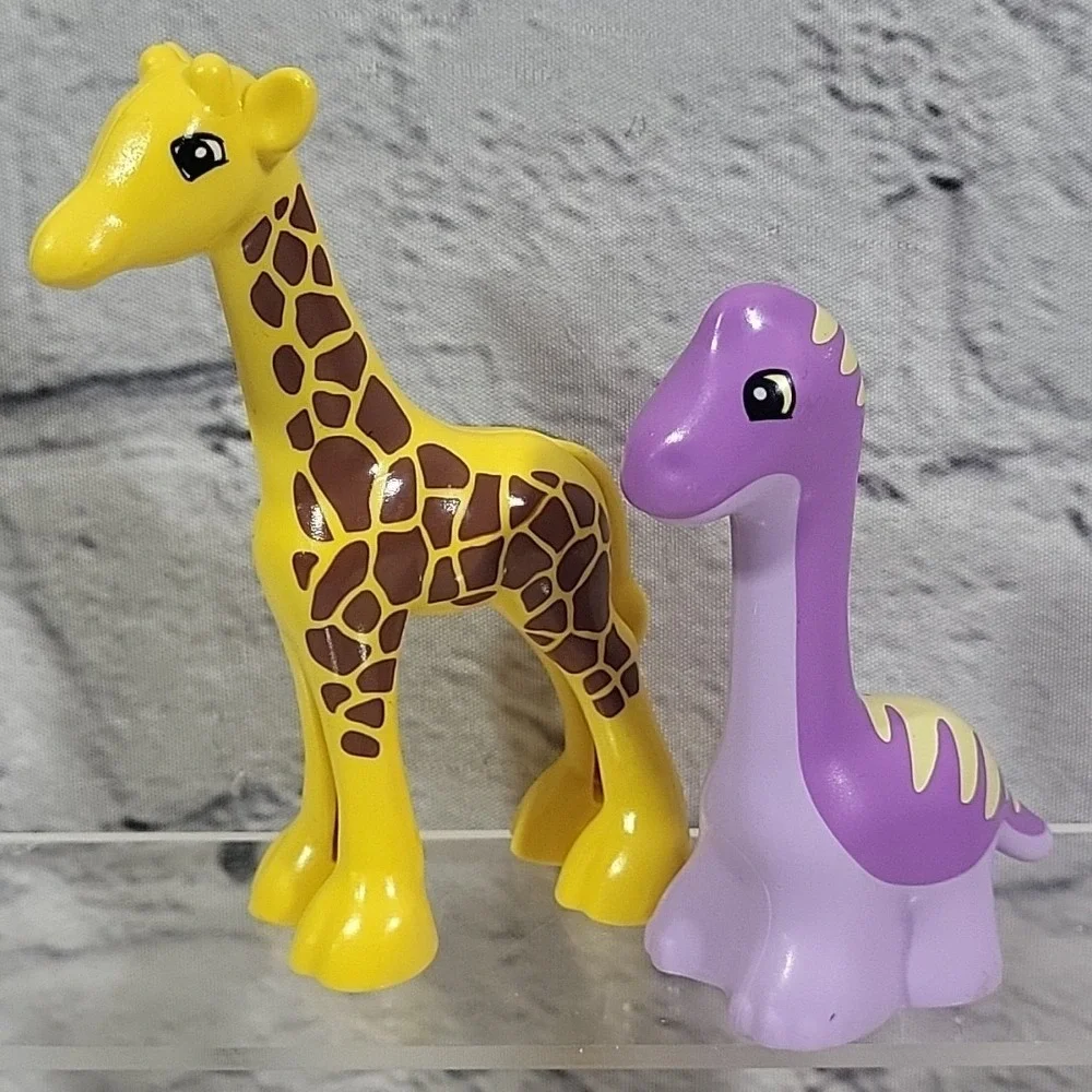 Lego Duplo Figures Mixed Lot Of 6 Animals Giraffe Dino Cat Monkey Blocky People‎